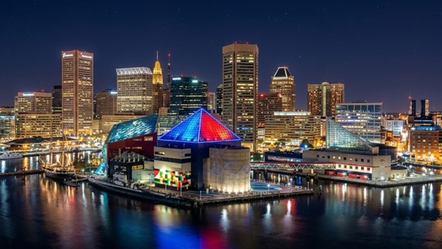 Baltimore, Maryland skyline at night